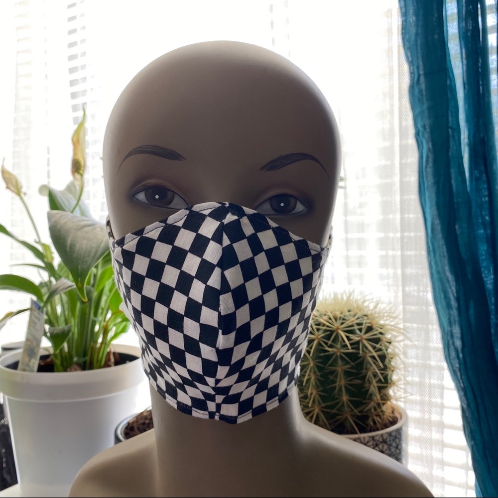 Small Checkered Reversible layered Face Mask